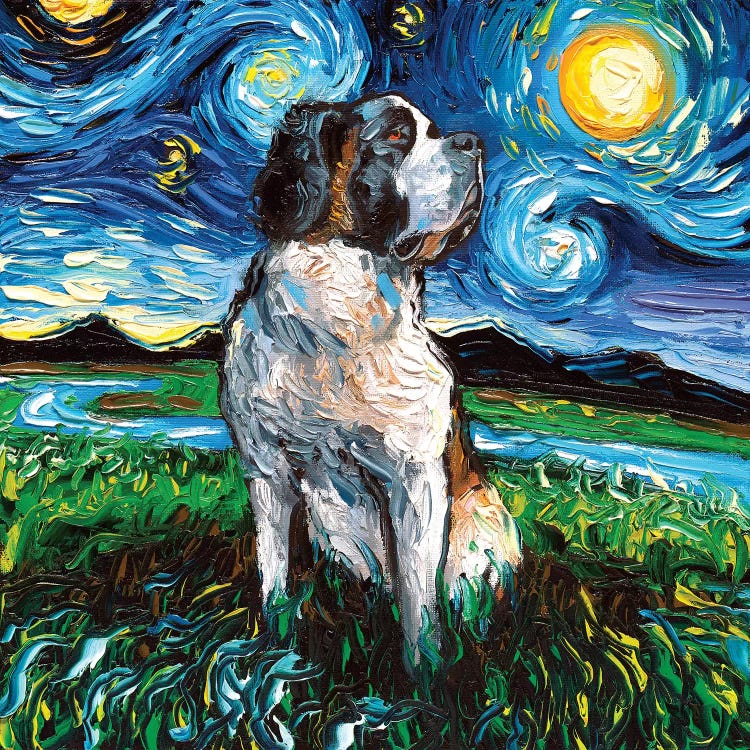 Saint Bernard Night by Aja Trier wall art