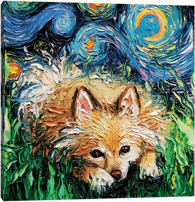 Pomeranian Night Canvas Art Print - Re-imagined Masterpieces