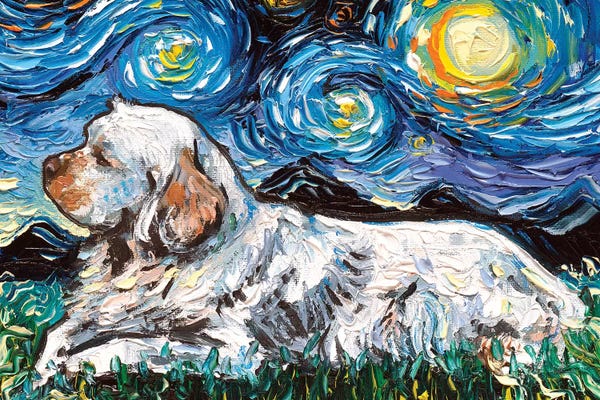 Spaniels: Clumber Spaniel Night by Aja Trier