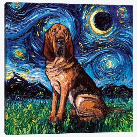 Bloodhound Night Canvas Print #AJT13} by Aja Trier Canvas Art