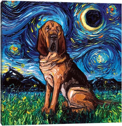 Bloodhound Night Canvas Art Print - Bloodhounds