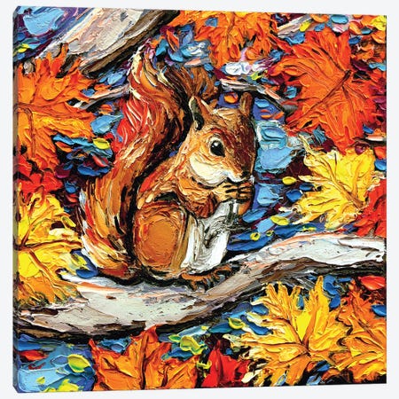 Squirreling Away Canvas Print #AJT149} by Aja Trier Canvas Wall Art