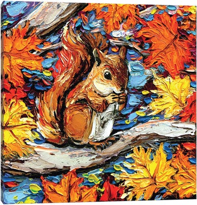 Squirreling Away Canvas Art Print - Squirrels