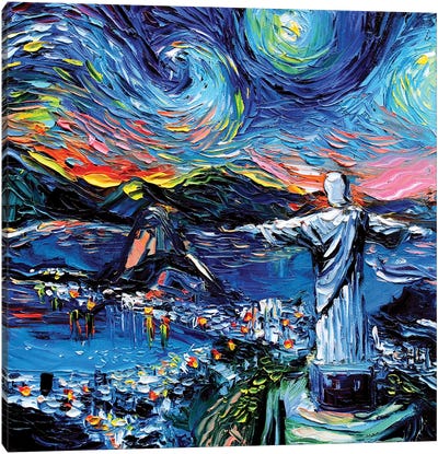 Van Gogh Never Saw Christ The Redeemer Canvas Art Print - Sculpture & Statue Art