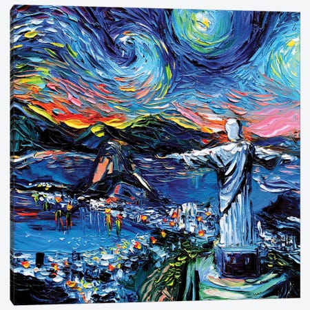 Van Gogh Never Saw Christ The Redeemer Canvas Print #AJT151} by Aja Trier Canvas Art Print