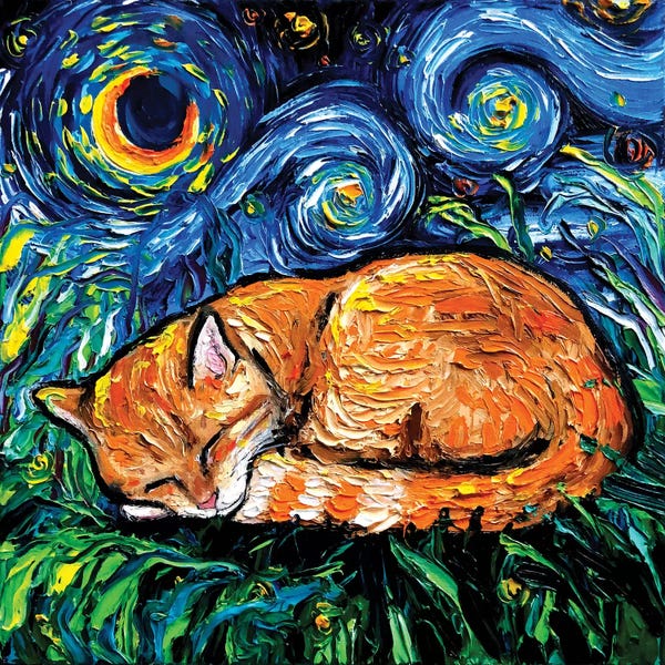 Kids Animal Art: Orange Tabby Night by Aja Trier