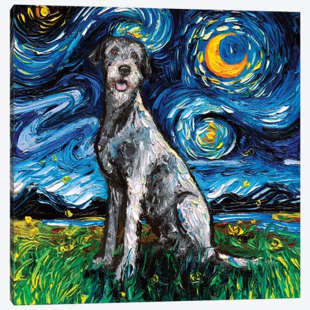 Irish Wolfhound Night Canvas Print #AJT174} by Aja Trier Canvas Wall Art