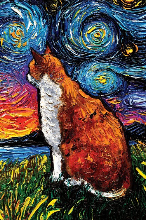 Orange And White Tabby Night by Aja Trier wall art