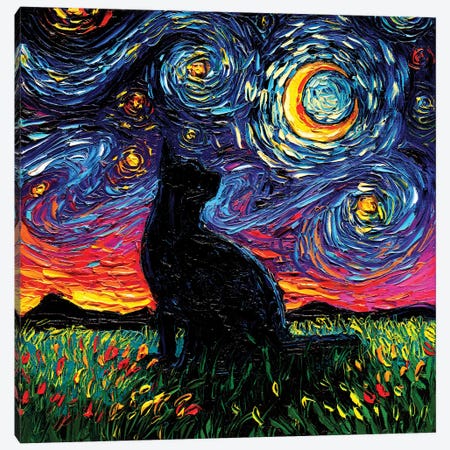 Black Cat Night II Canvas Art by Aja Trier | iCanvas