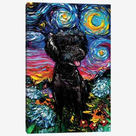 Black Poodle Night III Canvas Print #AJT188} by Aja Trier Canvas Art