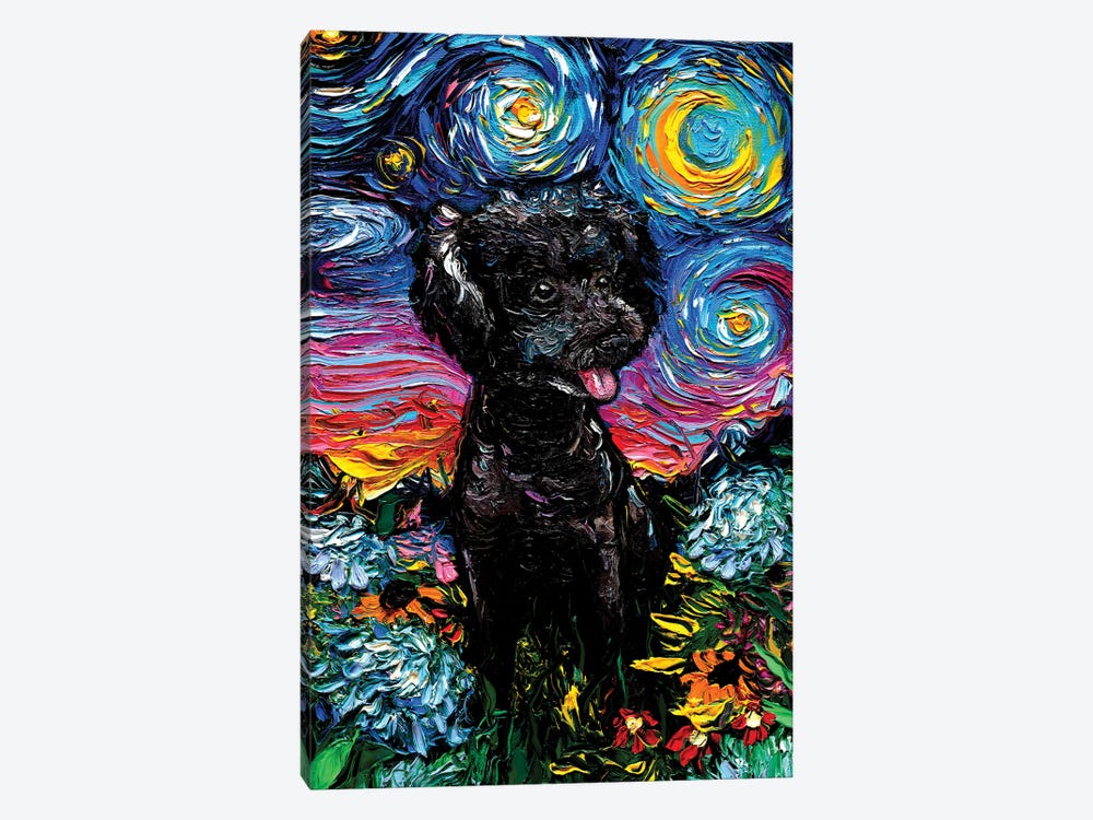 Black Poodle Night III by Aja Trier 1-piece Canvas Artwork