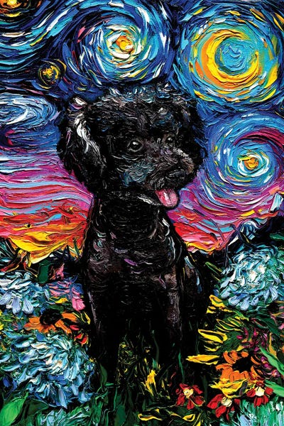 Poodles: Black Poodle Night III by Aja Trier