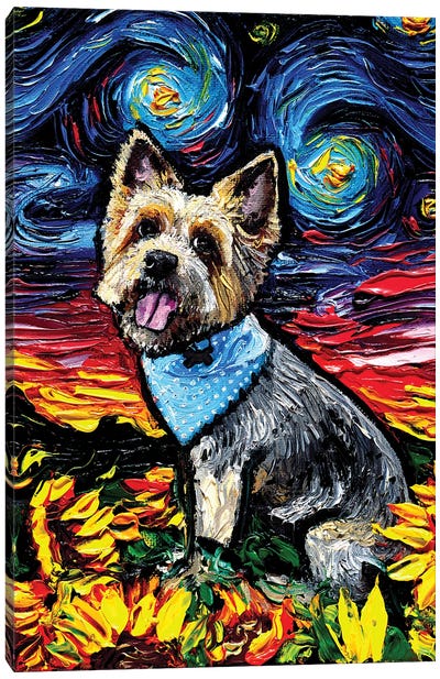 Silky Terrier Night Canvas Art Print