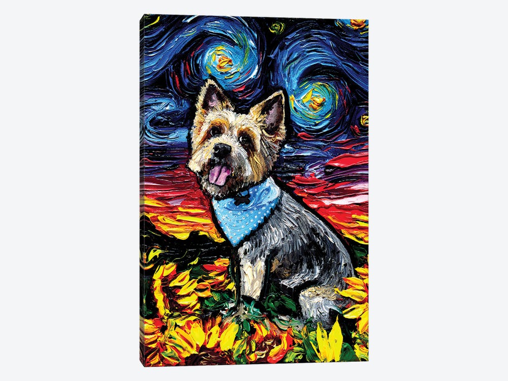 Silky Terrier Night by Aja Trier 1-piece Canvas Artwork