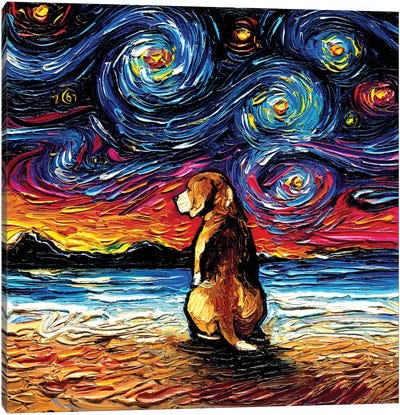 Beagle Night II Canvas Art Print - Beagle Art