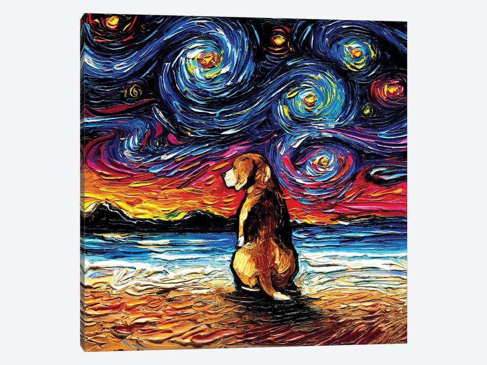 Beagle Night II by Aja Trier 1-piece Canvas Artwork