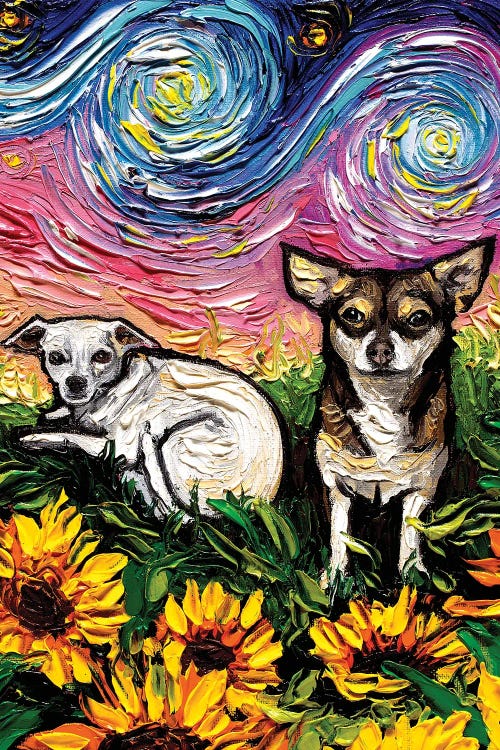 Two Chihuahuas Night by Aja Trier wall art