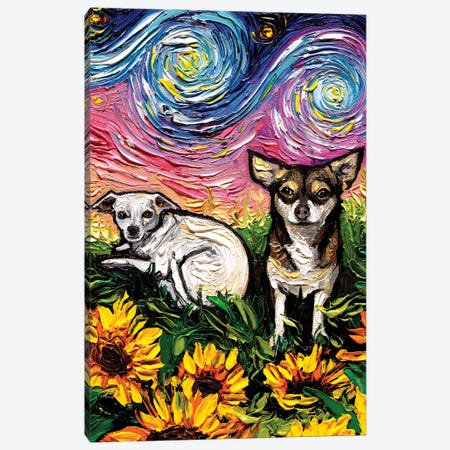 Two Chihuahuas Night Canvas Print #AJT198} by Aja Trier Art Print