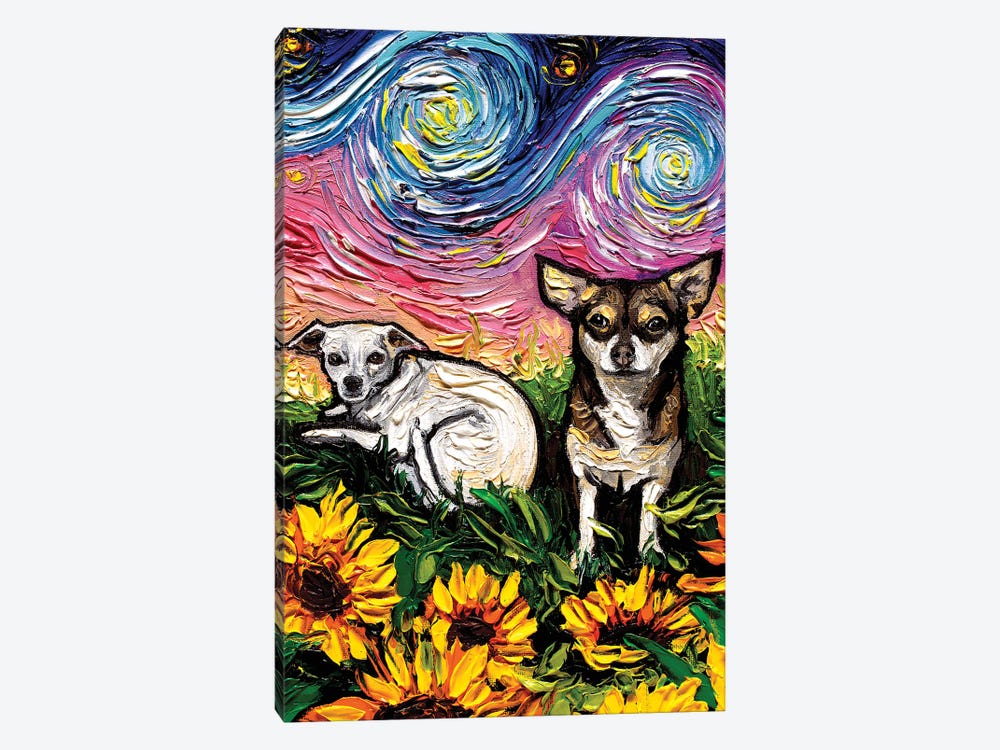 Two Chihuahuas Night by Aja Trier 1-piece Canvas Print