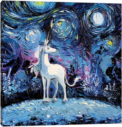 Van Gogh Never Saw The Last Canvas Art Print - Unicorns