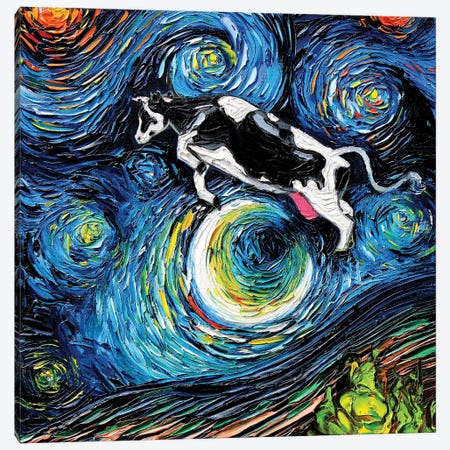 The Cow Jumped Over The Moon Canvas Print #AJT201} by Aja Trier Art Print