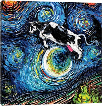 The Cow Jumped Over The Moon Canvas Art Print - Aja Trier