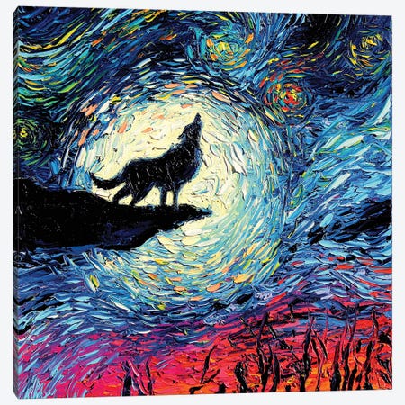 Van Gogh Never Howled At The Moon Canvas Print #AJT206} by Aja Trier Canvas Wall Art