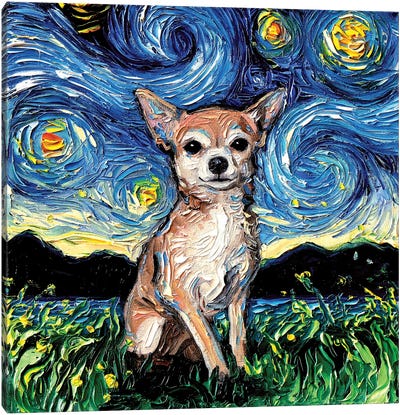 Chihuahua Night Canvas Art Print - Kids Room Art