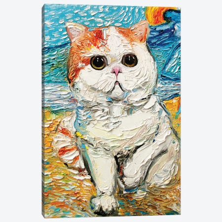 Cutest Cat Among The Wheat Sheaves And Rising Sun Canvas Print #AJT210} by Aja Trier Canvas Art