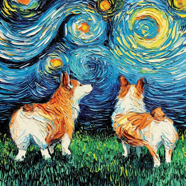 Van Gogh Starry Sky - Corgi Wooden Puzzle