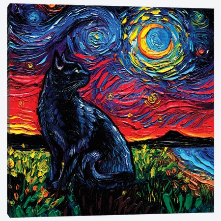 Black Cat Night II Canvas Print #AJT266} by Aja Trier Canvas Art