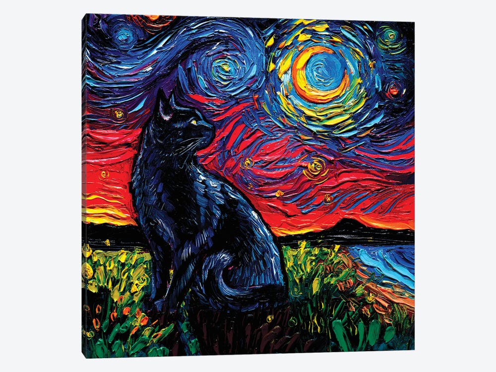 Black Cat Night II by Aja Trier 1-piece Canvas Art