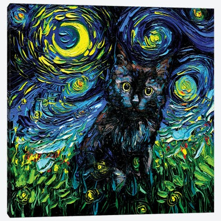 Black Cat Night #3 Canvas Print #AJT269} by Aja Trier Canvas Print