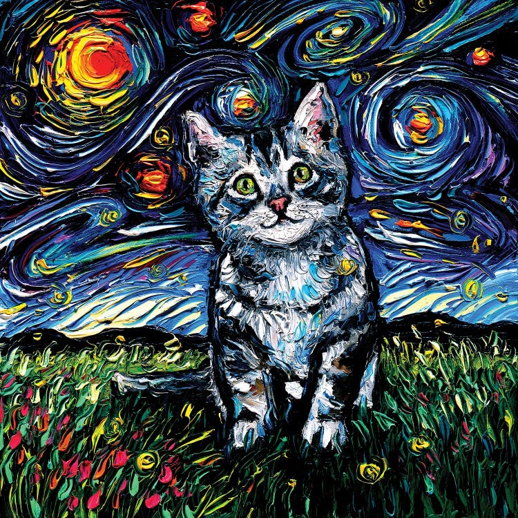 Gray Tabby Kitten Night by Aja Trier wall art