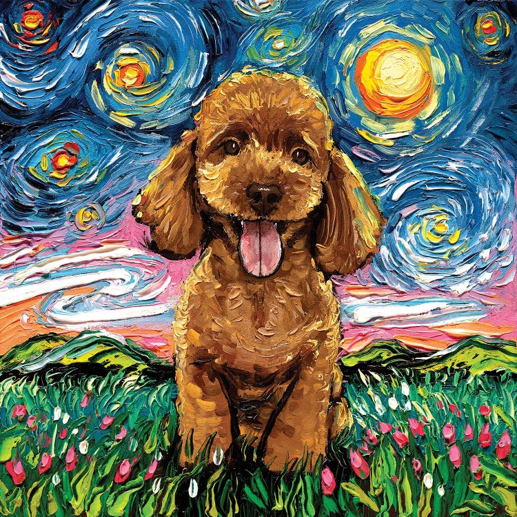 Apricot Poodle Night by Aja Trier wall art