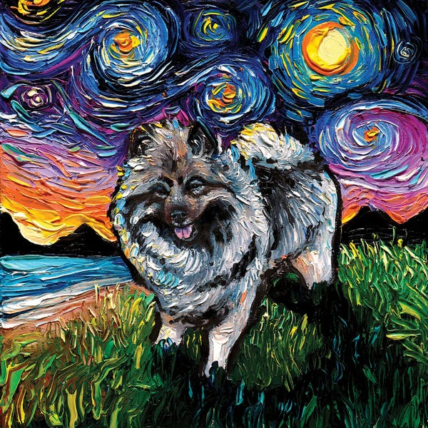 Starry Night Collection: Keeshond Night by Aja Trier