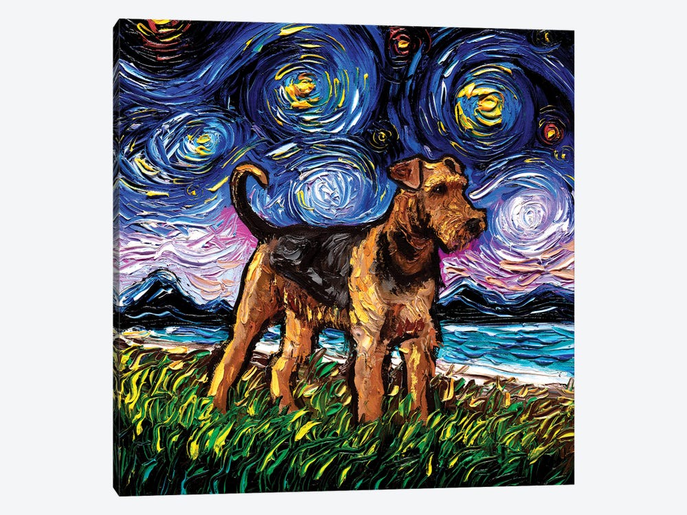 Airedale Terrier Night by Aja Trier 1-piece Art Print