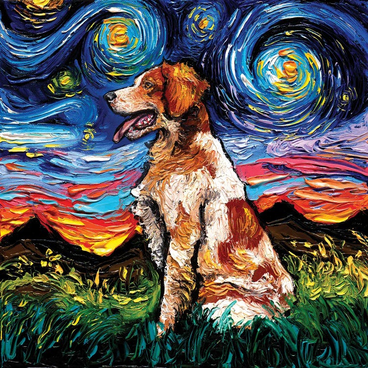 Brittany Spaniel Night by Aja Trier wall art