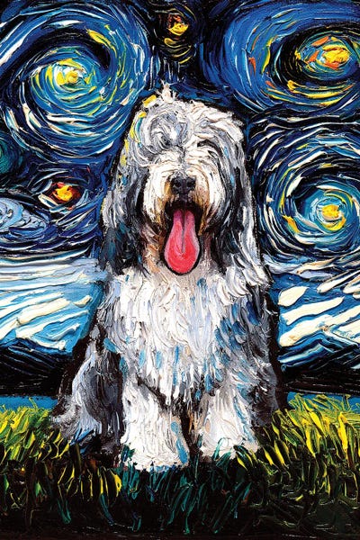 All Things Van Gogh: Bearded Collie Night by Aja Trier