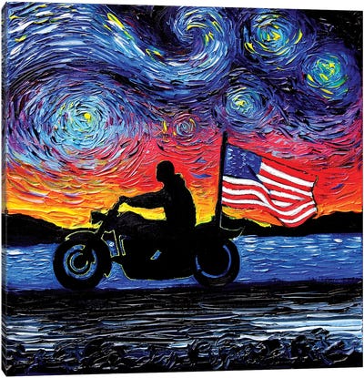 Easy Rider Canvas Art Print - American Flag Art