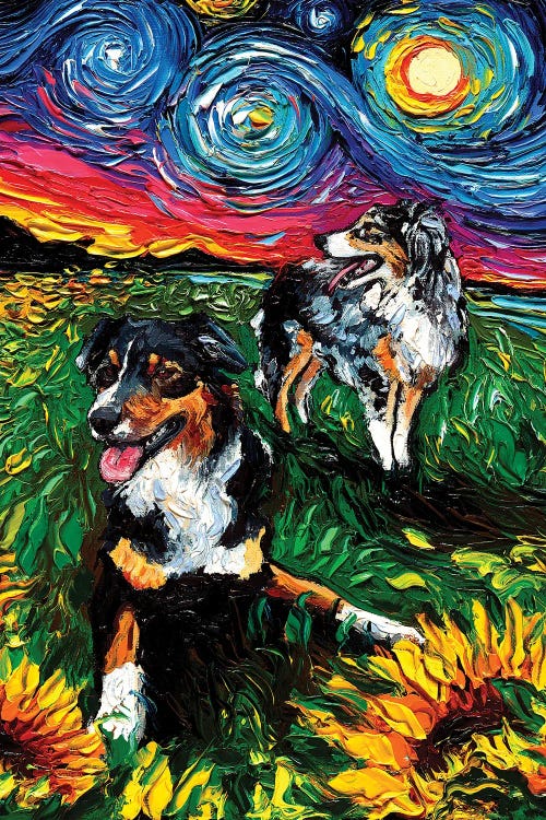 Starry Australian Shepherds by Aja Trier wall art