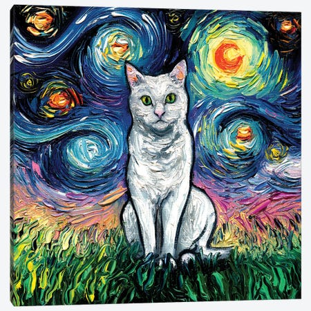 White Cat Night Canvas Print #AJT295} by Aja Trier Canvas Art Print
