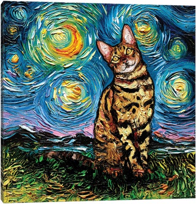 Bengal Night Canvas Art Print - Cat Art