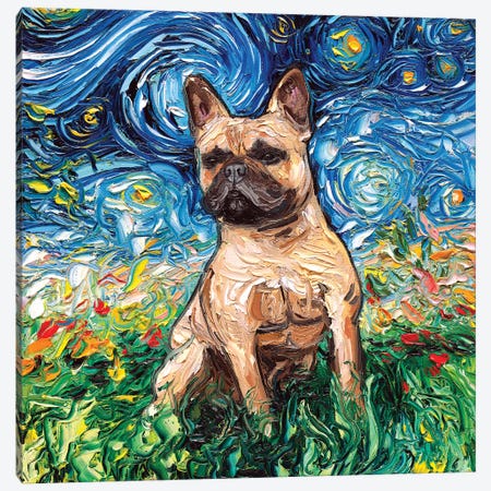 Fawn French Bulldog Night Canvas Print #AJT30} by Aja Trier Canvas Artwork