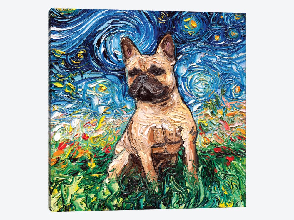 Fawn French Bulldog Night by Aja Trier 1-piece Canvas Wall Art