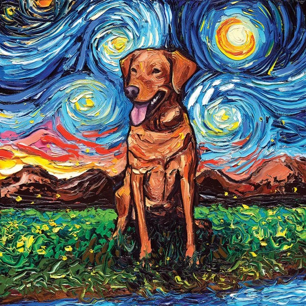 Labrador Retrievers: Fox Red Labrador Night by Aja Trier