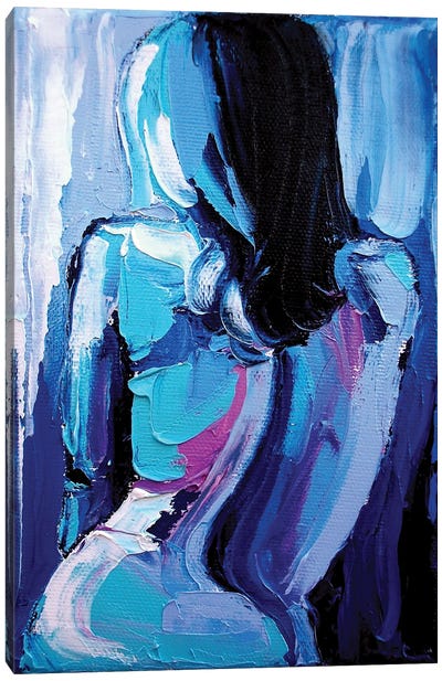 Femme CLXX Canvas Art Print - Blue Nude Collection