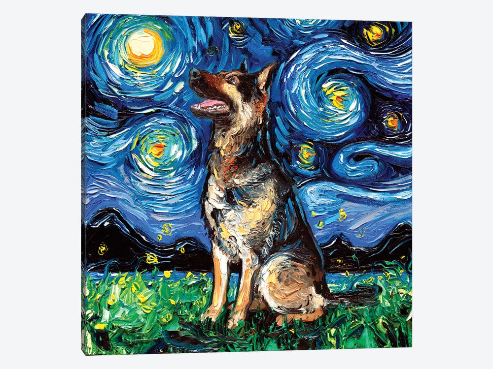 German Shepherd Night II by Aja Trier 1-piece Canvas Art