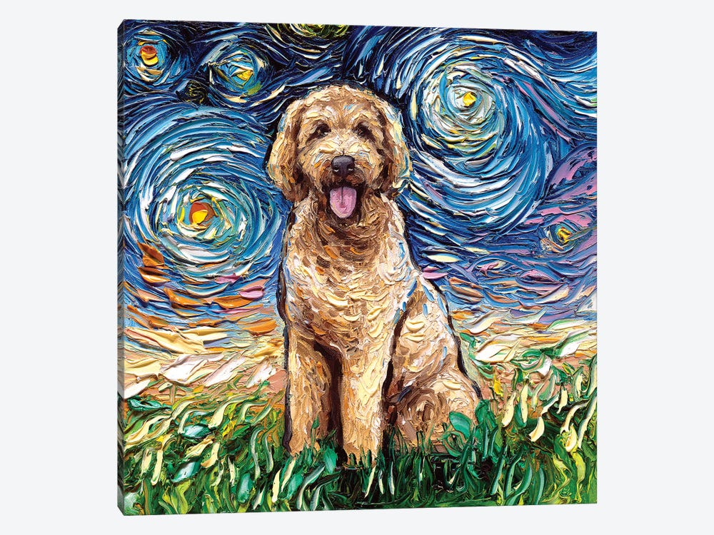Goldendoodle Night by Aja Trier 1-piece Canvas Wall Art