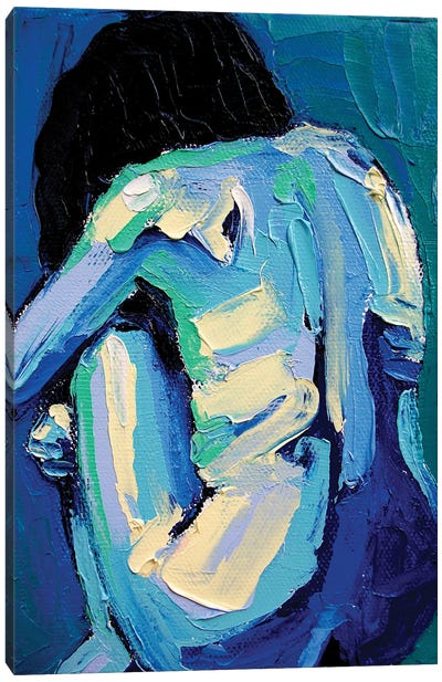 Femme CLXIX Canvas Art Print - Blue Nude Collection